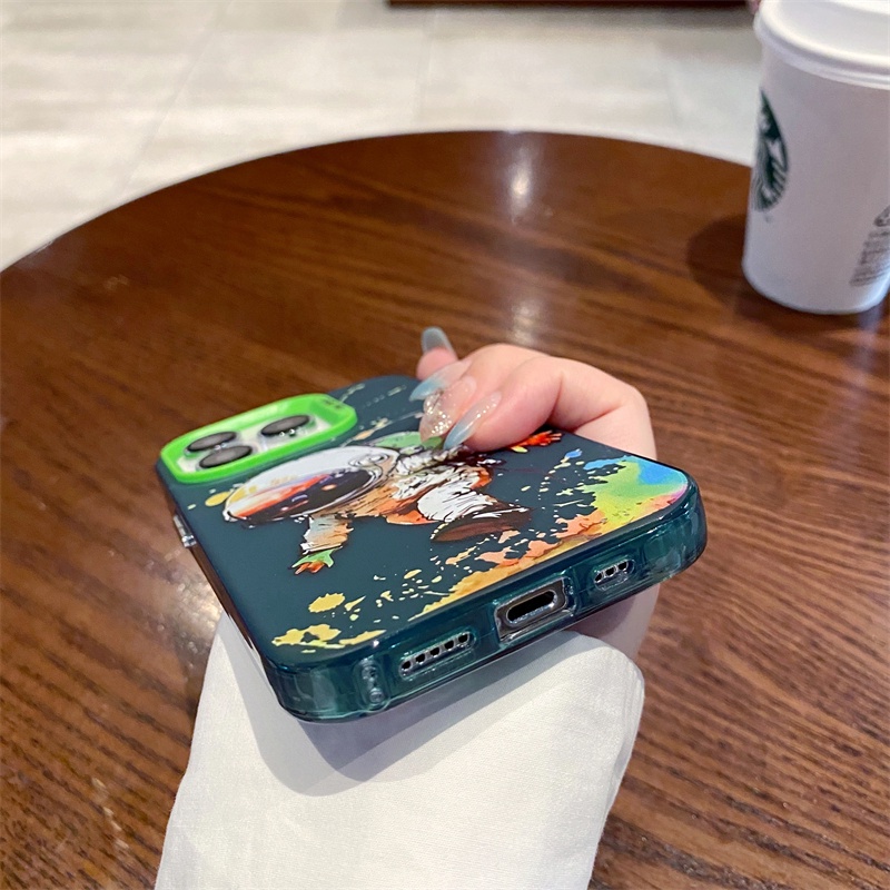Ốp Điện Thoại Nhựa acrylic Cứng Nhám Hình Phi Hành Gia graffiti Cho iPhone 11 12 13 14 Pro Max 14Plus 13promax 12promax