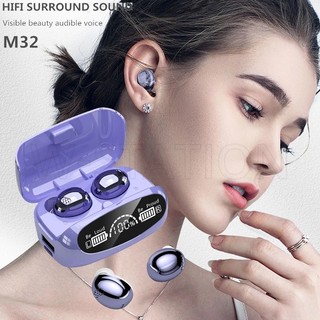 Tai nghe nhét trong không dây m32 tws bluetooth 5.3 âm thanh nổi thấp / màn hình led kỹ thuật số âm thanh hifi và phụ kiện