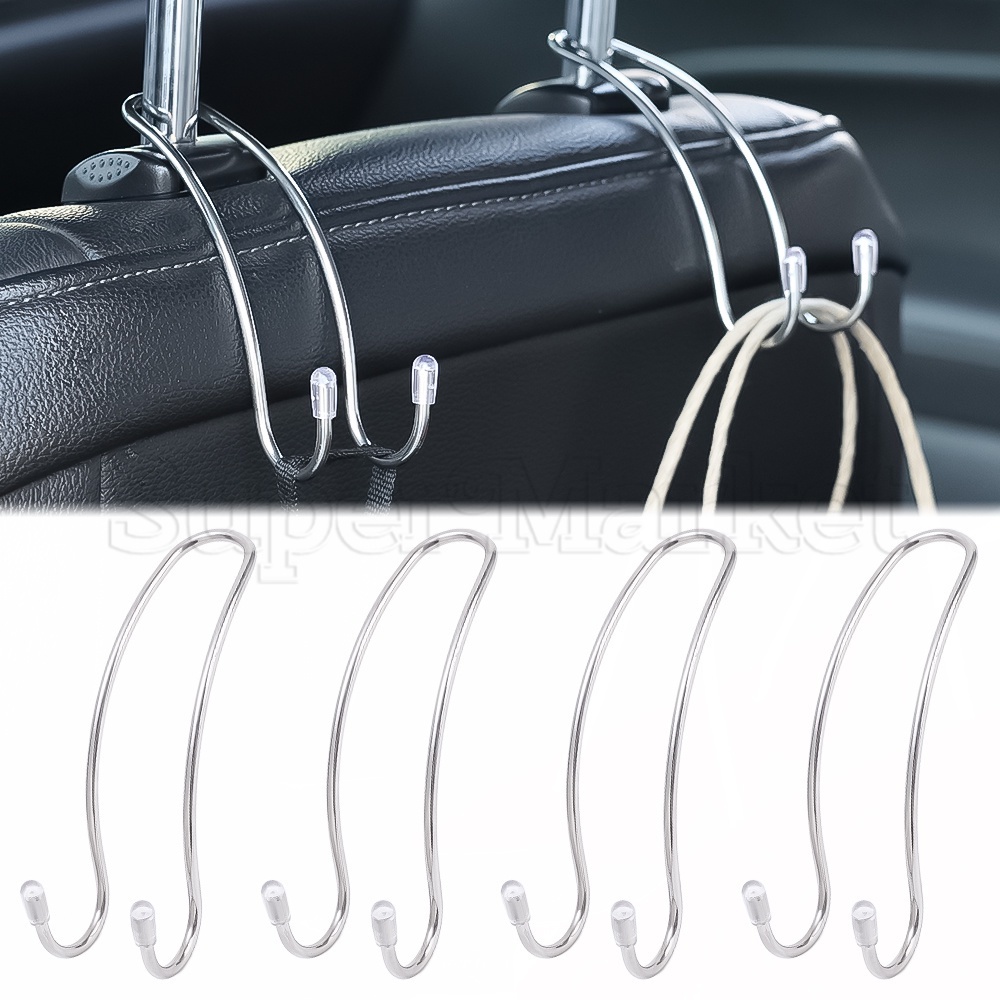 1 Móc Treo Đồ Gắn Ghế Ngồi Xe Hơi Bằng Thép Không Gỉ Màu Bạc Đa Năng