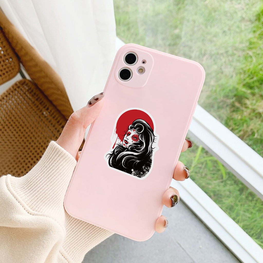 Set 50 Miếng Dán Trang Trí Vali / Laptop / Điện Thoại / Sổ Tay Hình Quỷ Kinh Dị Phong Cách Punk Gothic