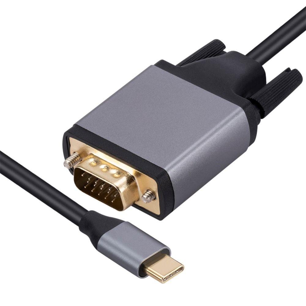 Dây Cáp Nối Dài 1.8M Đầu Type-C Sang VGA Bằng Hợp Kim Nhôm 3.1 24pin 10Gbps Tiện Dụng Cho Màn Hình / Máy Chiếu / TV / Laptop
