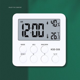 New Digital Display Alarm Clock Home Desktop Electronic Thermometer Hygrometer