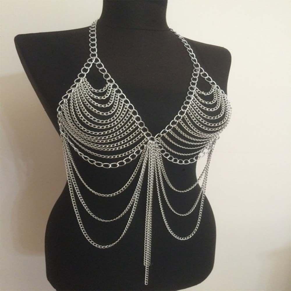 Yveta bra chain, multi-layer alloy tua body chain, fashion sexy long bikini chains woman