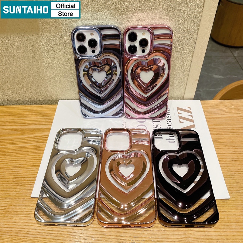 Suntaiho Ốp lưng Ốp Điện Thoại ốp iphone silicon Mềm Mạ Điện Hình Trái Tim Cho IPhone 14 Pro Max 11 ip 14Pro 13 Pro Max ip 12 Pro Max