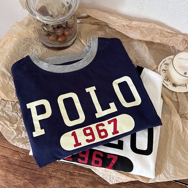 ♕ Thời Trung Niên Trẻ Em ♕Áo Thun cotton Tay Dài In Chữ Màu Sắc Tương Phản Phong Cách Hàn Quốc Thời Trang Xuân Thu Dành Cho Trẻ Em