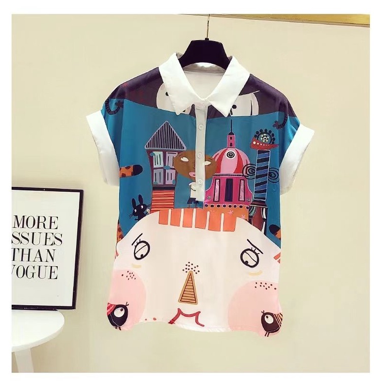 Áo Sơ Mi Ngắn Tay In Hình Nữ Plus Size C11291