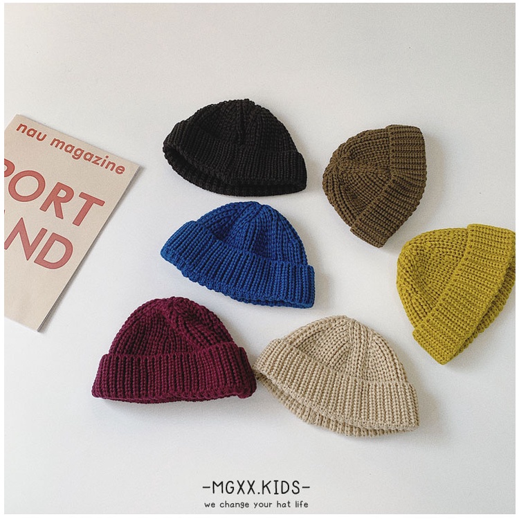 Mũ beanie Trùm Đầu Màu Sắc Đơn Giản Giữ Ấm Mùa Đông Phong Cách Hàn Quốc Cho Bé