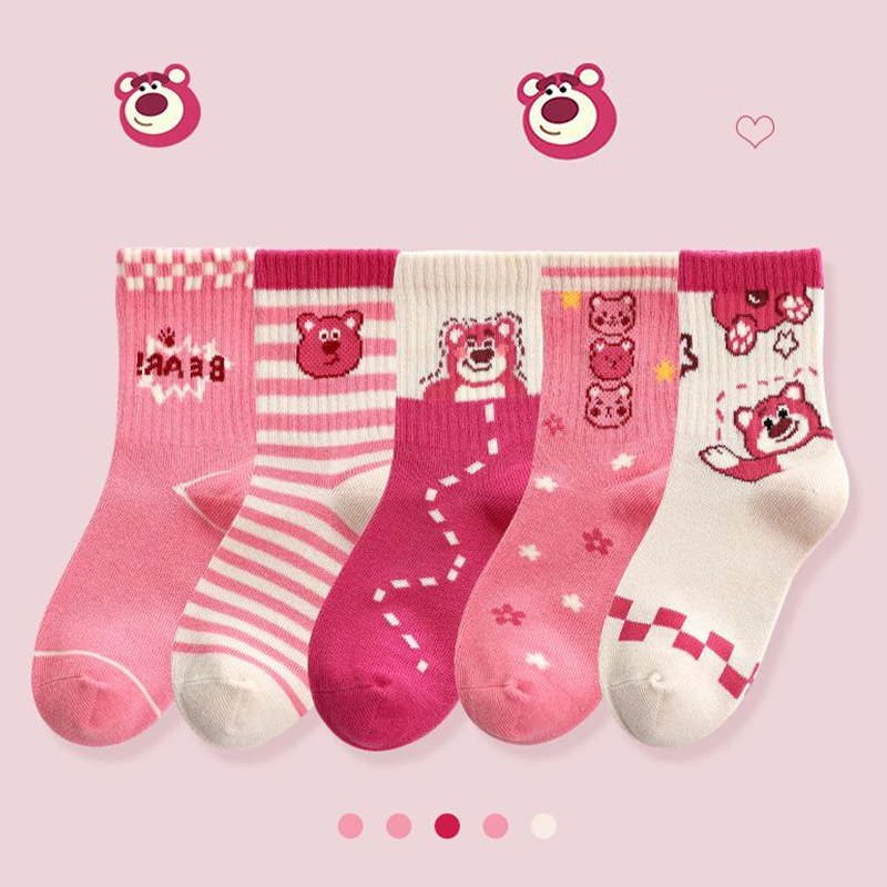 Bộ 5 Đôi Vớ Cotton Thoáng Khí In Hoạt Hình Toy Story Dễ Thương Cho Bé Gái