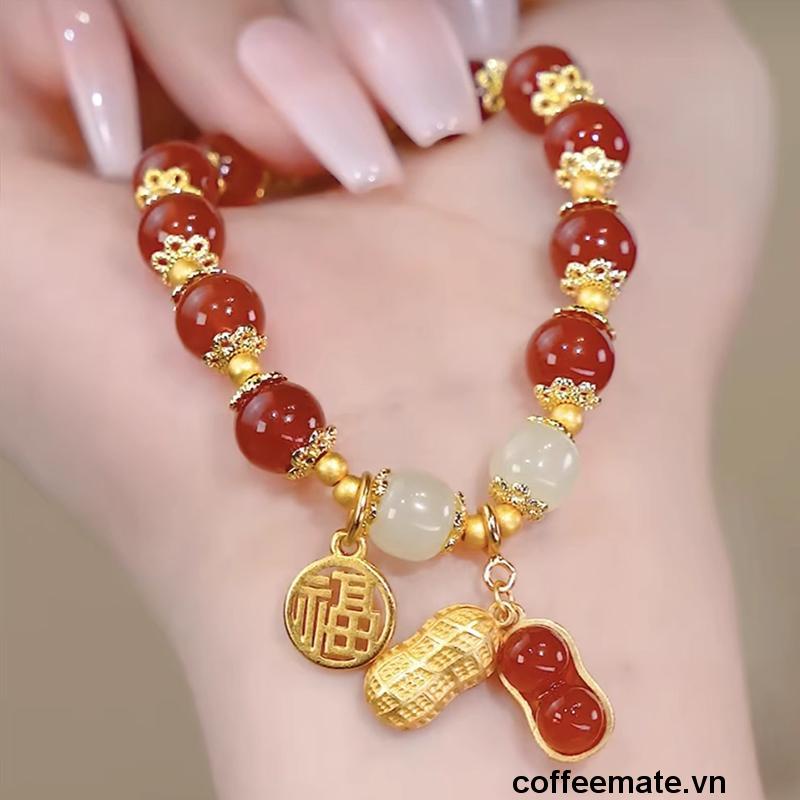 ⚡Vòng Tay Hạt Đậu Phộng Màu Gradient Phong Cách Fu 2023 Mới Cho Nữ