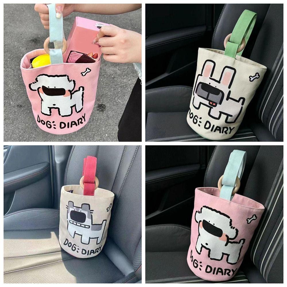 Pinou Túi Xách tote canvas Sức Chứa Lớn Hình Chú Chó husky Hoạt Hình Có Thể Tái Sử Dụng