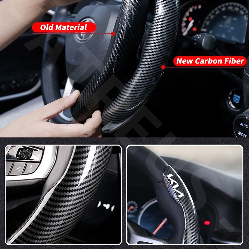 Vỏ Bọc Vô Lăng Chống Trượt Bằng Sợi Carbon Cho KIA Sonet Sportage Sorento Rio Picanto Seltos Carens Grand Carnival Sedona