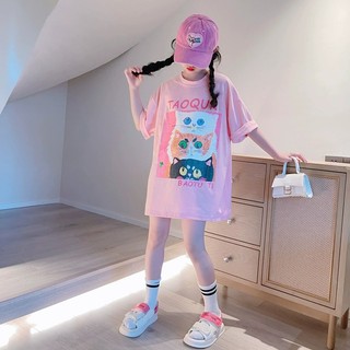Mới 100% Cotton trẻ em áo thun lỏng tay ngắn trẻ em Oversize Boy Mid áo dài