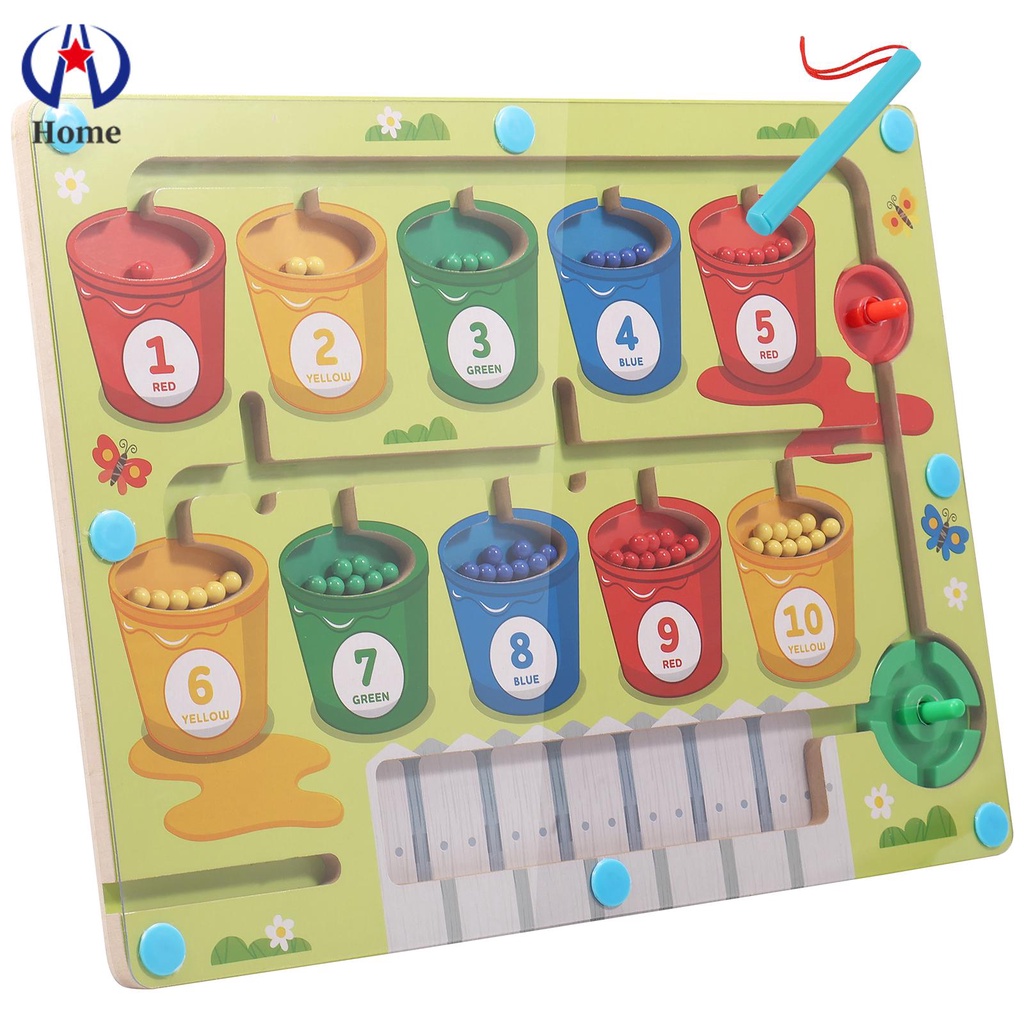 Bảng phân loại màu từ tính bảng đếm màu bằng gỗ bảng mê cung phân loại màu bảng học tập cửa hàngkc6198