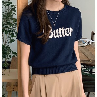Hàn quốc sang trọng mùa hè cổ tròn chữ jacquard knit tops