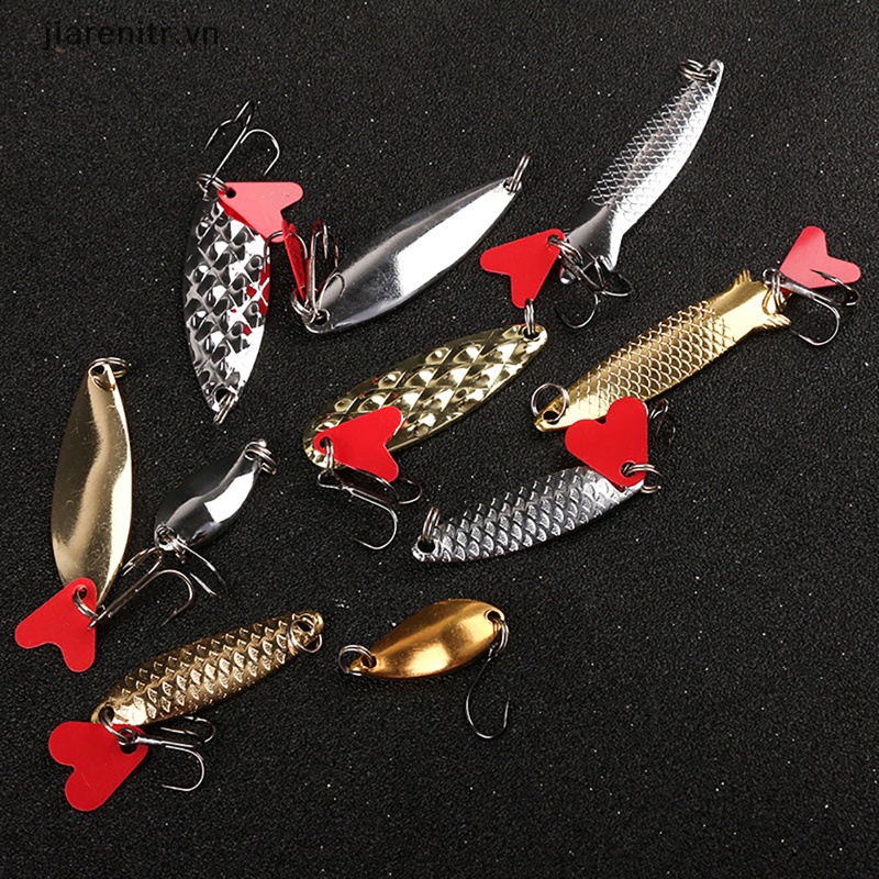 Ji 10 cái câu cá thìa kim loại lure kit bộ vàng bạc mồi sequins spinner lure vn