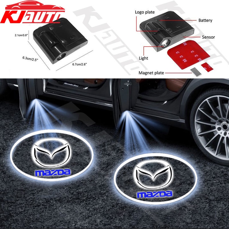 2 cái / bộ đèn cửa ô tô mazda đèn chào mừng không dây mazda 3 2 5 cx3 rx8 bt50 323 cx8 cx30 rx7 626 cx7 nx5 cx9 đèn led hoạt hình hd phụ kiện máy chiếu 3d