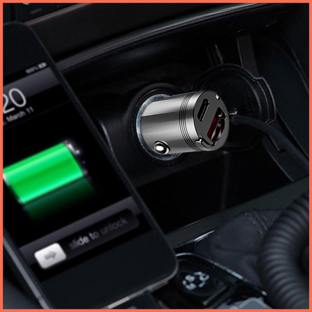 Bộ sạc ô tô usb dual-port car outlet adapter cổng sạc ô tô pd 65w type-c & usb-a mini power adapter cổng usb burbvn