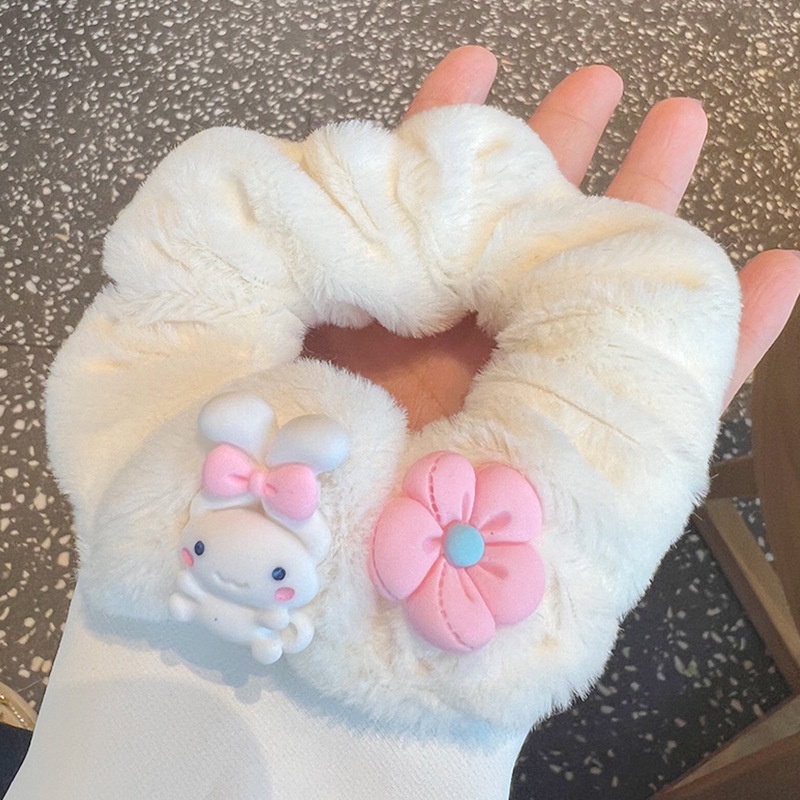 Sanrio Dây Cột Tóc Màu Trắng Mềm Mại Họa Tiết Hoạt Hình Cho Nữ