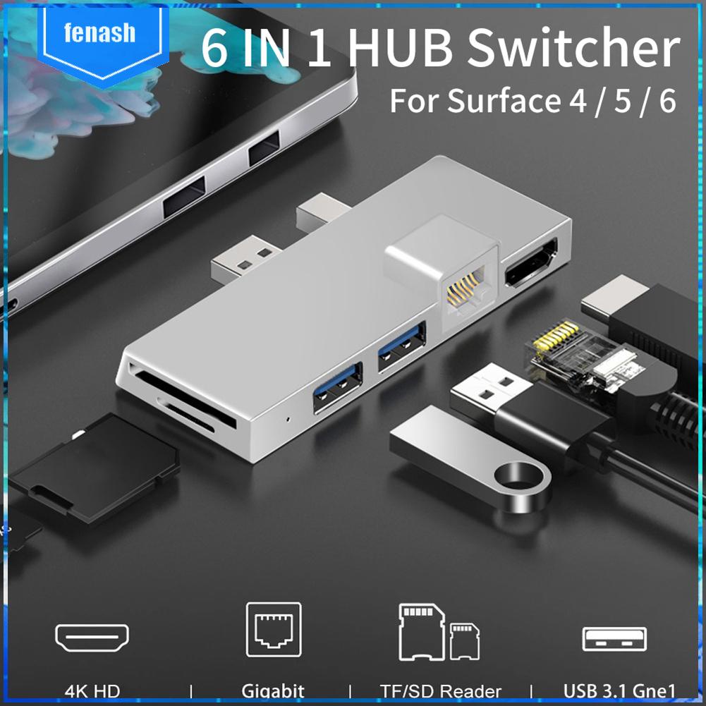 Đối với surface pro 4/5/6 docking station 6 trong 1 hub với hdmi tương thích rj45