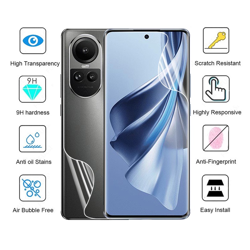 Phim mặt sau 3in1 hydrogel cho oppo reno10 10pro 5g bảo vệ màn hình cho reno 10 10pro 10pro + reno10proplus phim bảo vệ ống kính máy ảnh không phải kính