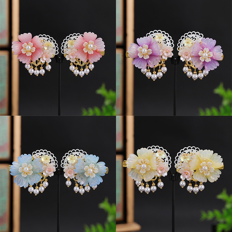 1 cặp trẻ em hanfu mũ nón cho bé gái kẹp tóc chinoiserie thời trang cổ đại của bé su bu woo thẻ tóc bé gái quần áo cổ đại trang sức tóc