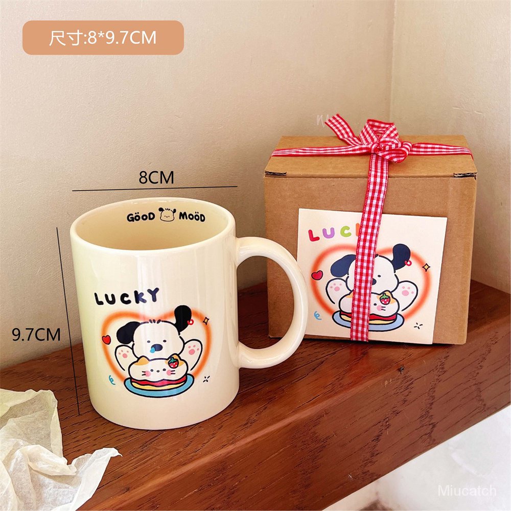 Tengyi Cốc Sứ Uống Cà Phê / Kem / Bánh Hình Cún Con Màu Sắc Kiểu Mới Dùng Làm Quà Tặ