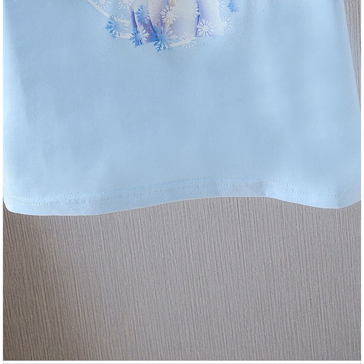 Trẻ em gái áo sơ mi thời trang puff tay ngắn áo sơ mi cổ tròn trẻ em chất lượng cotton t-shirt hàn quốc