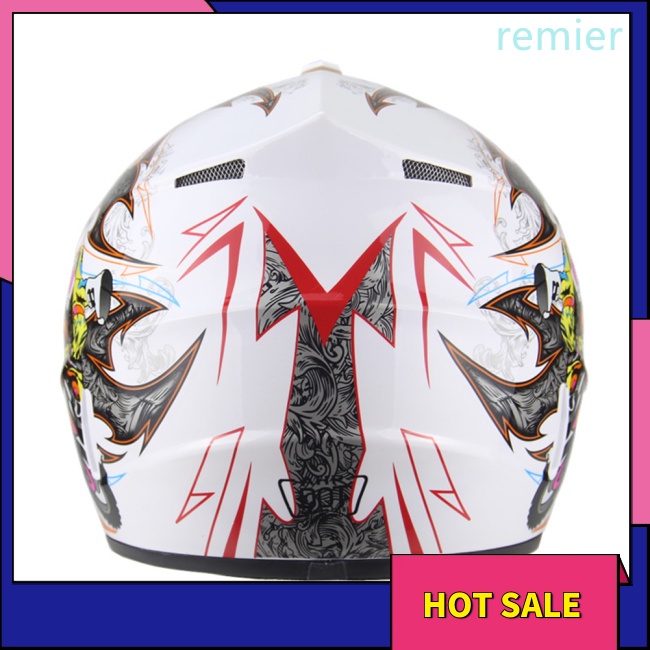 Re motorcycle helmet high-density foam lining atv mountain bike full face mũ bảo hiểm hấp thụ sốc mạnh với graffiti