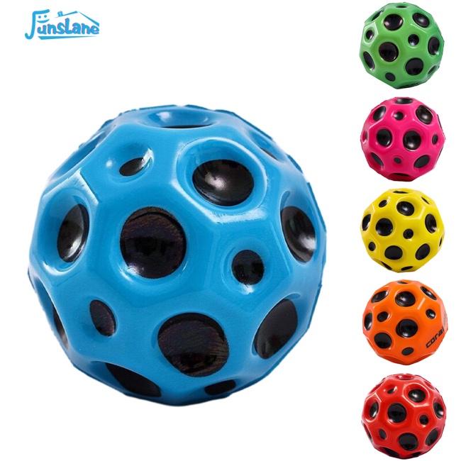 Funslane kids bouncy ball hữu ích hole ball soft bouncy ball anti-fall moon shape đồ chơi trong nhà xốp thiết kế tiện dụng