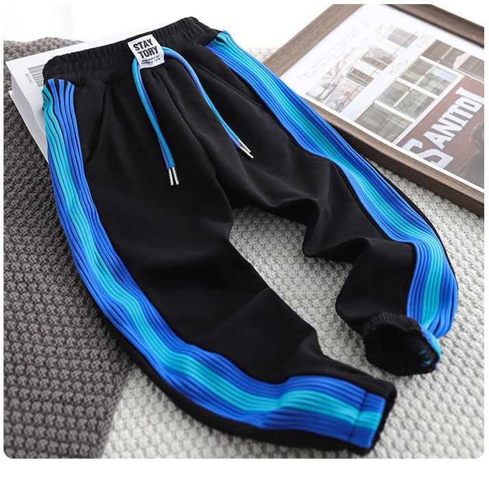 Quần tây nam hợp thời trang và thời trang quần thể thao trẻ em rộng rãi thun mùa xuân và mùa thu quần trẻ em trung và lớn