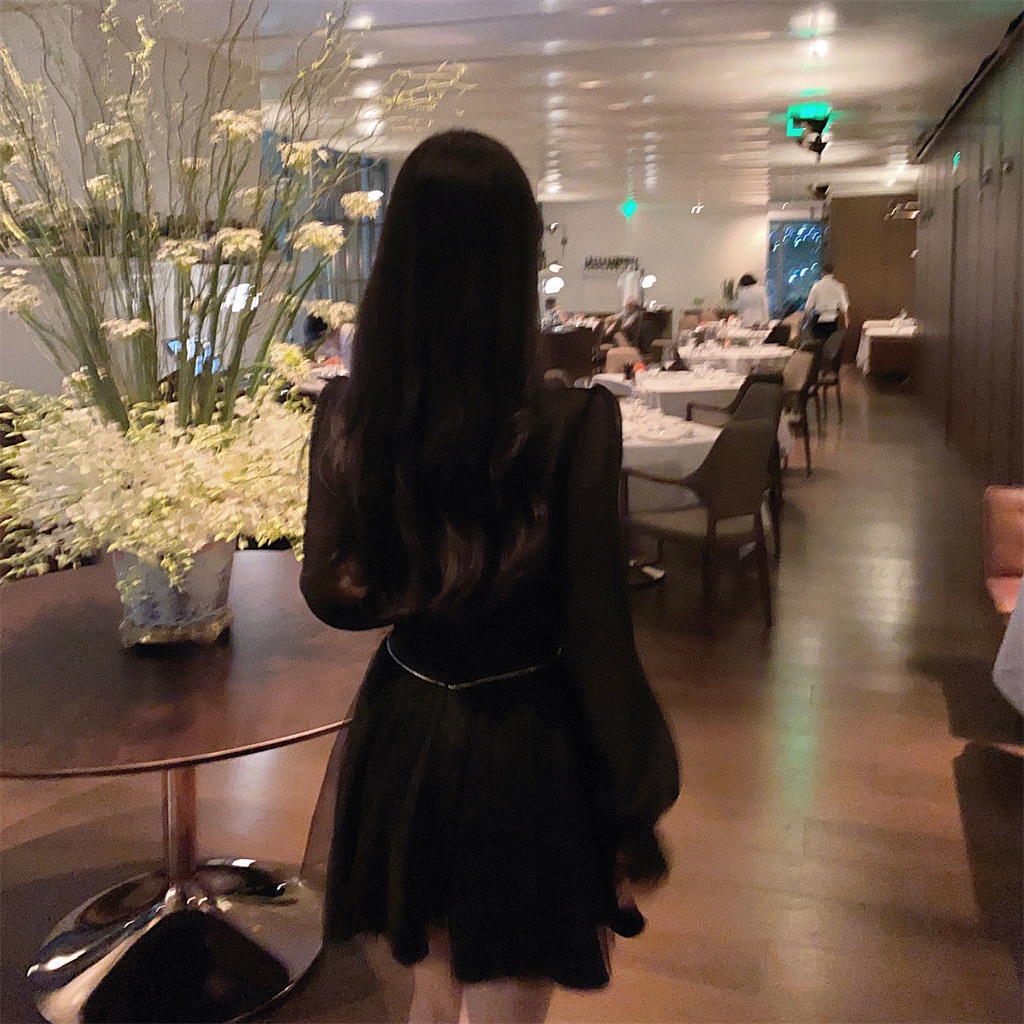 Bộ Áo Tay Phồng + Chân Váy Eo Cao Phối Ren Lưới Thời Trang Mùa Thu 2023 2q3g