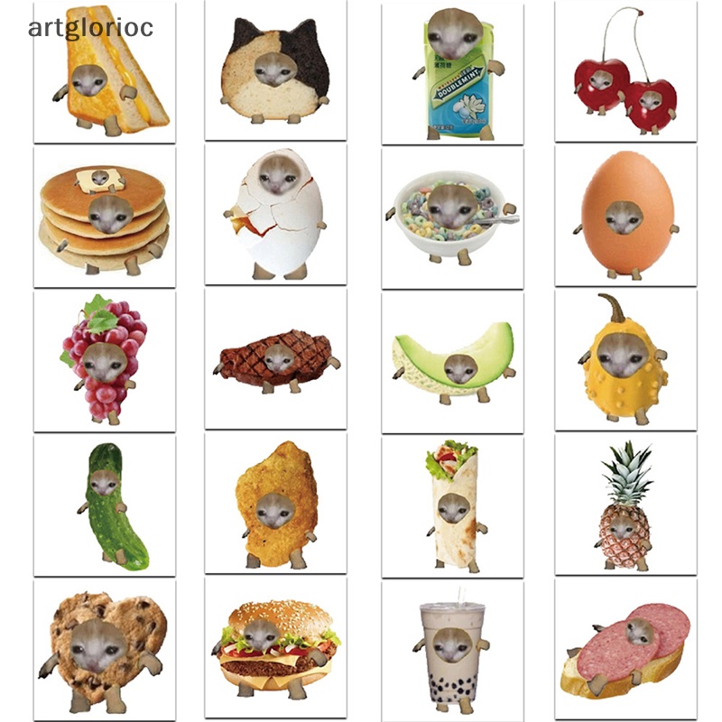 Art 69 cái vui meme mèo và thức ăn hình dán graffiti dễ thương cho hành lý đồ chơi máy tính xách tay ipad ván trượt điện thoại dán xe vn