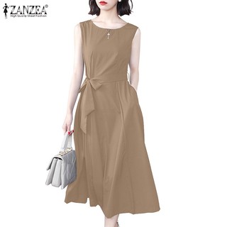 Đầm chữ A ZANZEA cổ tròn không tay phong cách Hàn Quốc dành cho nữ