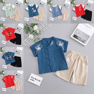 Bộ Hán phục thời Đường SANITKUN thêu họa tiết retro cho bé trai bé gái unisex