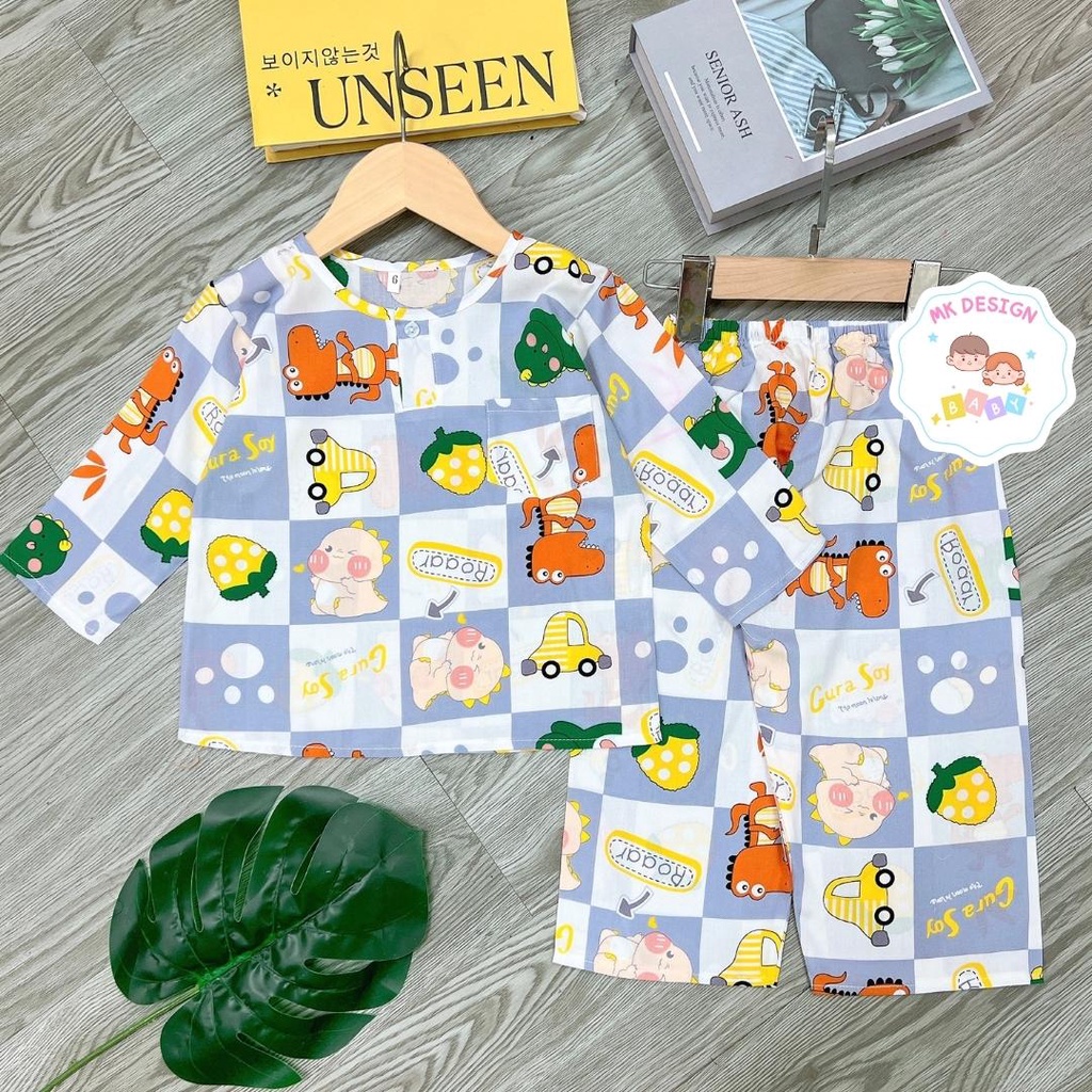 Bộ quần áo bé trai tay dài quần dài vải tole  loại 1 đủ size từ 7kg-35kg