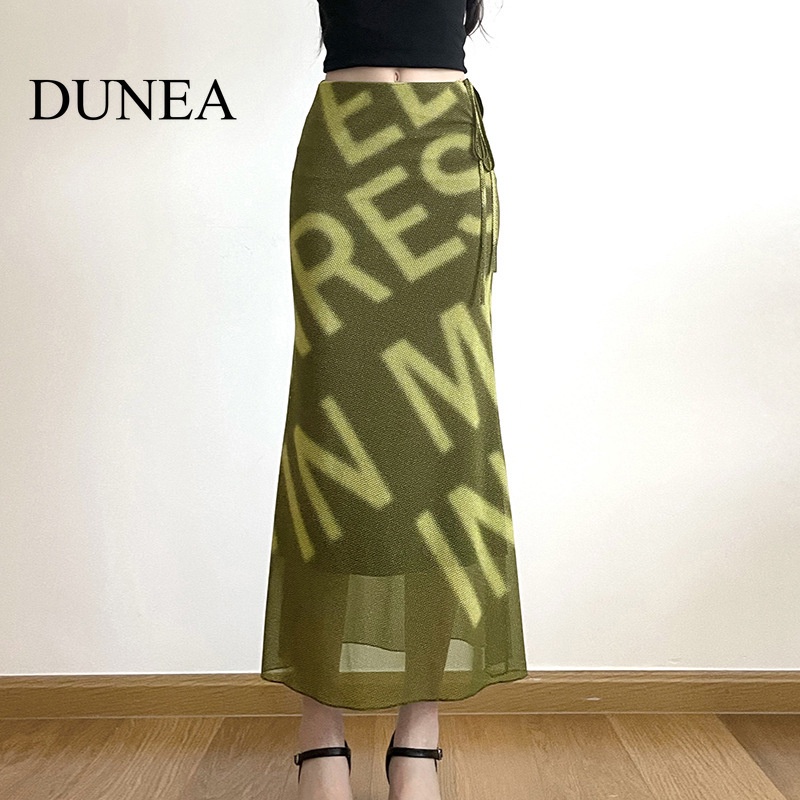 DUNEA Nữ Thời Trang Chữ In Pixel Phong Cách Váy Bodycon
