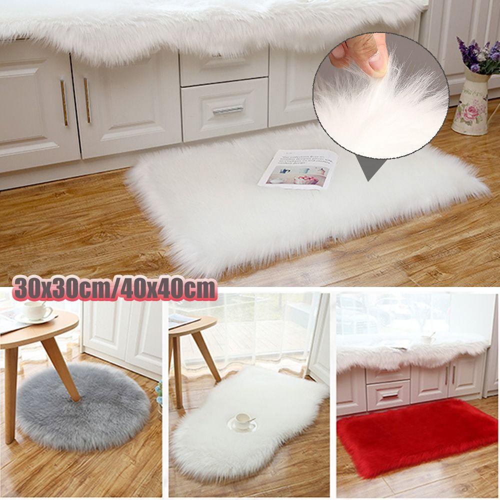 Btlimer Thảm Lông Nhung Lông Mềm Mịn Hình Vuông Lót Ghế sofa Trang Trí Nhà Cửa