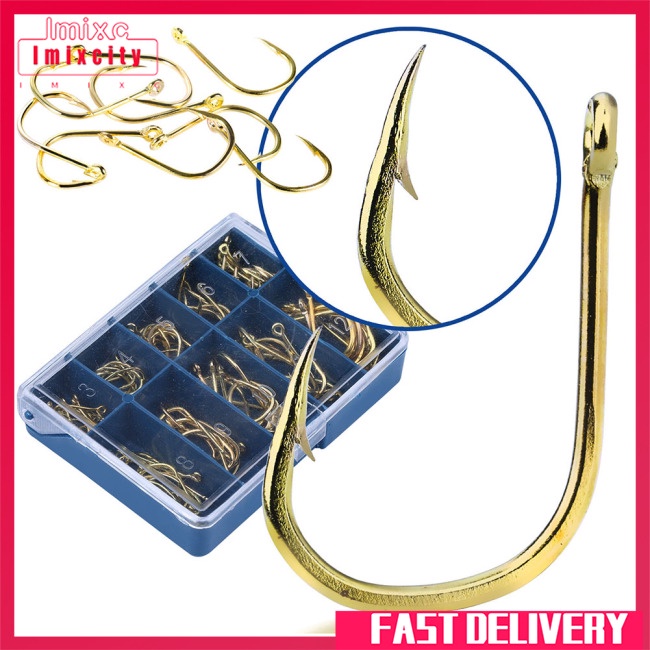 Imixcity 100 cái móc câu cá số. 3-12 câu cá bằng thép carbon cao với ngạnh cho nước ngọt nước mặn