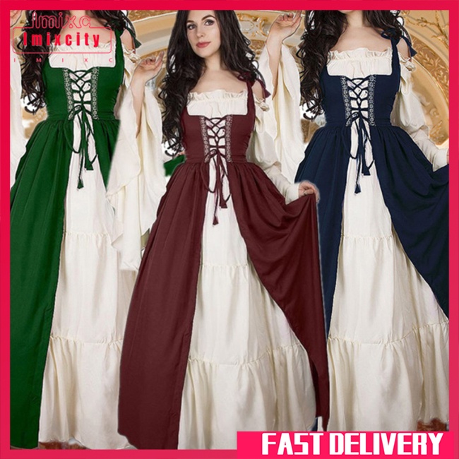 Imixcity 88% polyester 12% spandex trang phục âu mỹ trang phục tòa án thời trung cổ phục hưng retro dress halloween