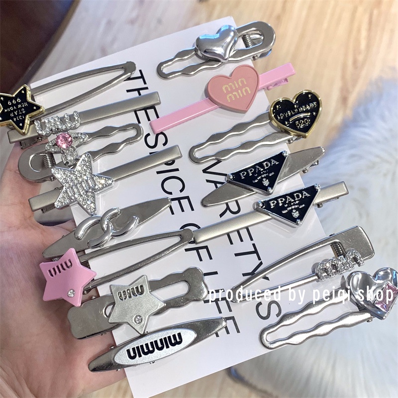 15 cái / bộ y2k sweet cool girl metal pink love duckbill kẹp tóc