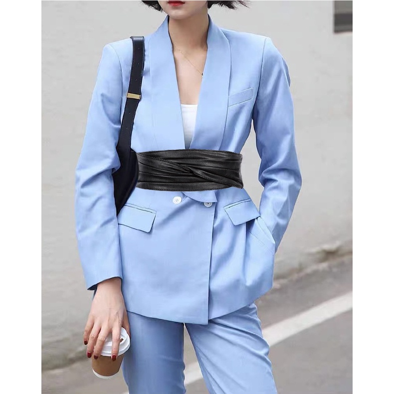 Thắt lưng sang trọng lady trang trí body-shaping màu đen thắt lưng da rộng cho phụ nữ kaki