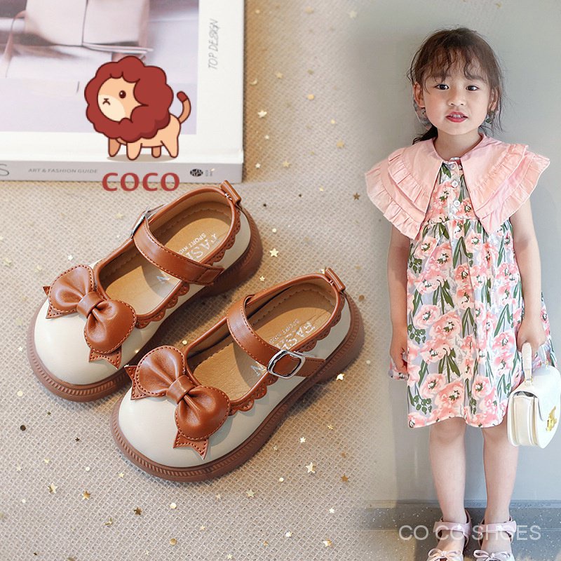 Cô gái ren giày da nhỏ 2023 mùa hè mùa thu dễ thương nơ giày biểu diễn trẻ em nhỏ vừa lớn giày trẻ em