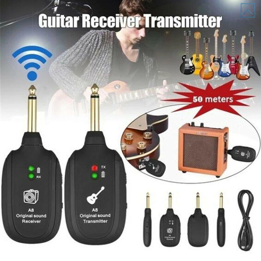 Bộ thu phát guitar không dây a8 uhf bộ thu 730mhz phạm vi 50m cho guitar điện bass violin #homm