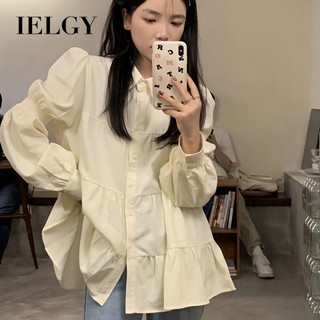Áo sơ mi IELGY tay đèn lồng dáng rộng kiểu búp bê thời trang Hàn Quốc khí chất cho nữ