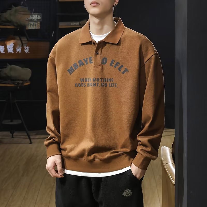 YIPINYOUYOU Áo Nỉ Dài Tay Form Rộng Phong Cách Nhật Bản Cho Nam