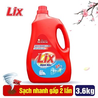 Nước Giặt LIX 3,6 kg 💝Tẩy Sạch Vết Bẩn💝 Dùng Cho Giặt Tay Và Máy GIặt
