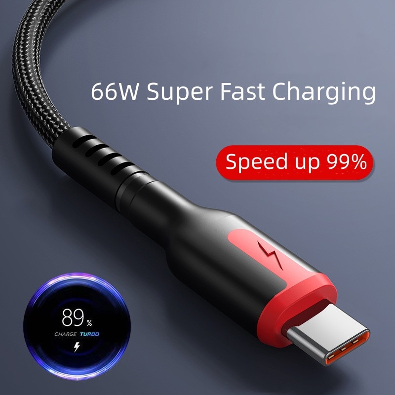 Cáp usb loại c 6a 66w sạc siêu nhanh ngày dây điện thoại micro usb dây sạc cho iphone huawei xiaomi samsung cáp usb c