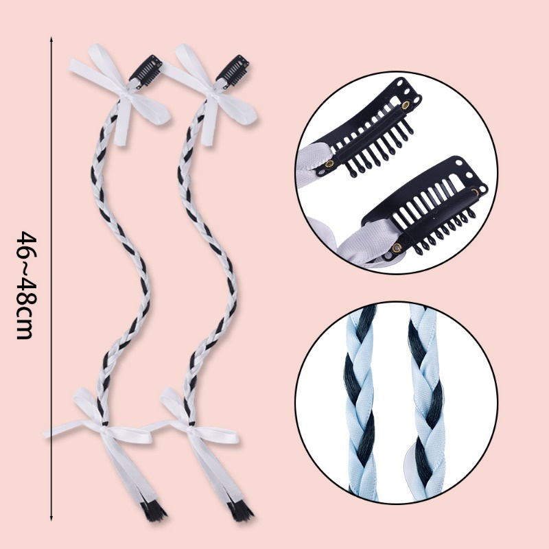 Kẹp Tóc Giả Thắt Nơ Ruy Băng Dài / Kẹp Tóc Giả Vô Hình Thủ Công Ngọt Ngào Cho Bé Gái