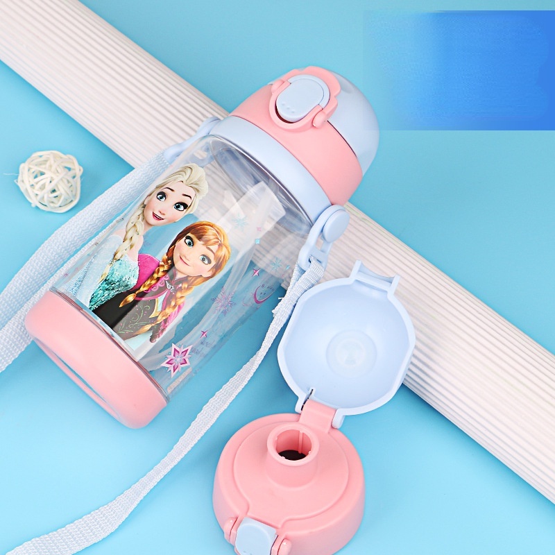 Bình Uống Nước 520ml Kèm 2 Nắp Đậy Hình Nhân Vật Hoạt Hình Disney Xinh Xắn