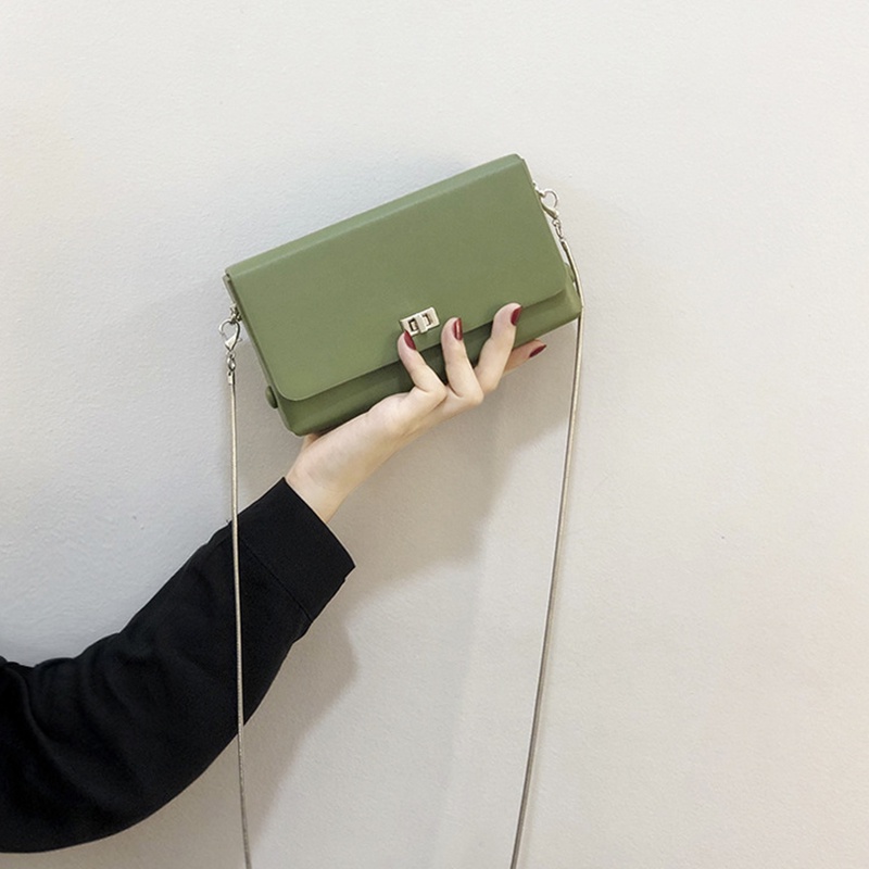 Túi Đeo Chéo Hình Vuông Nhỏ Màu Trơn Phong Cách Hàn Quốc Dễ Phối Đồ Thời Trang Cho Nữ